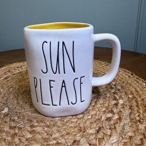 Rae Dunn White Mug with Yellow Interior - 'SUN PLEASE'